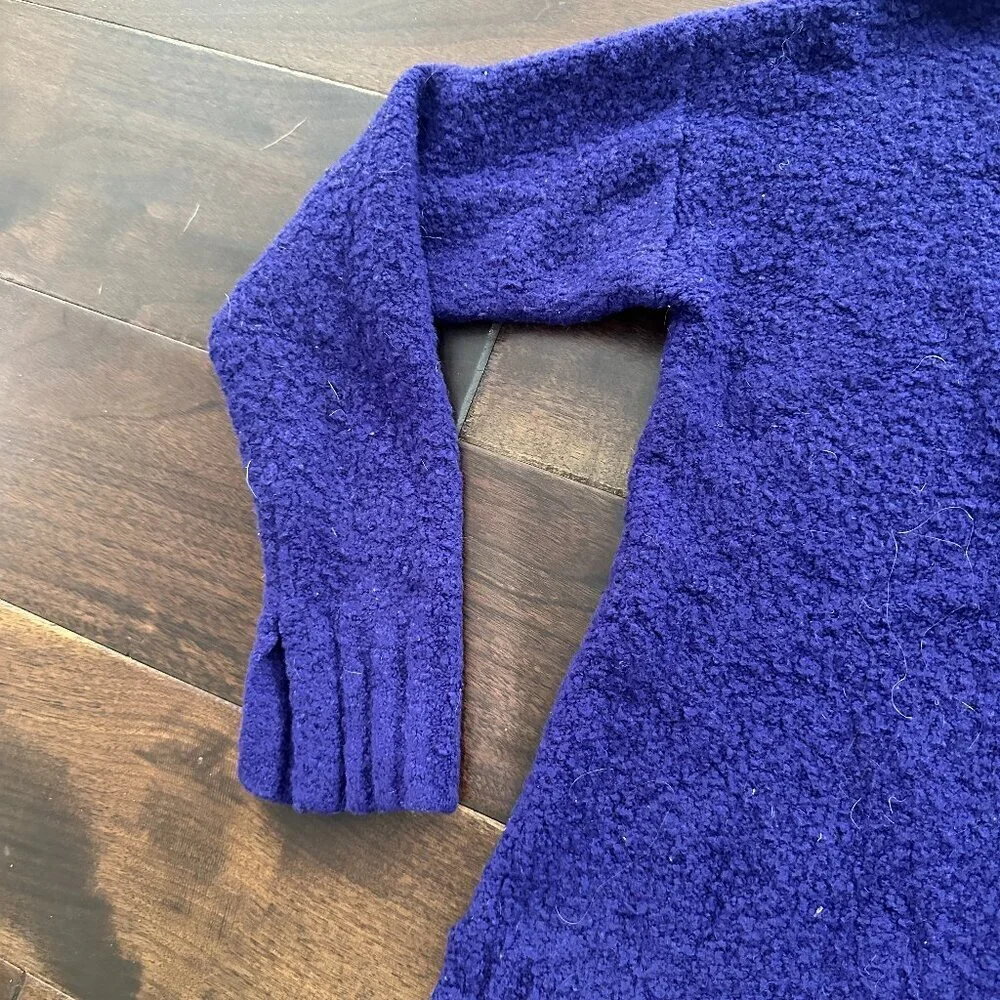 ANTHROPOLOGIE Moth Boucle Shoulder Cut Out Sweater Cobalt Blue Size Small - Picture 4 of 12